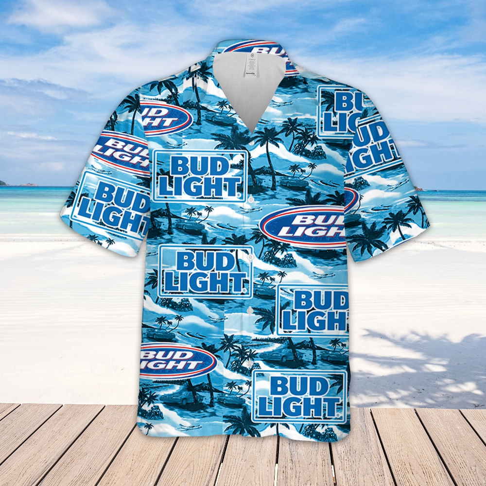 Bud Light Sea Island Pattern Hawaiian Shirt