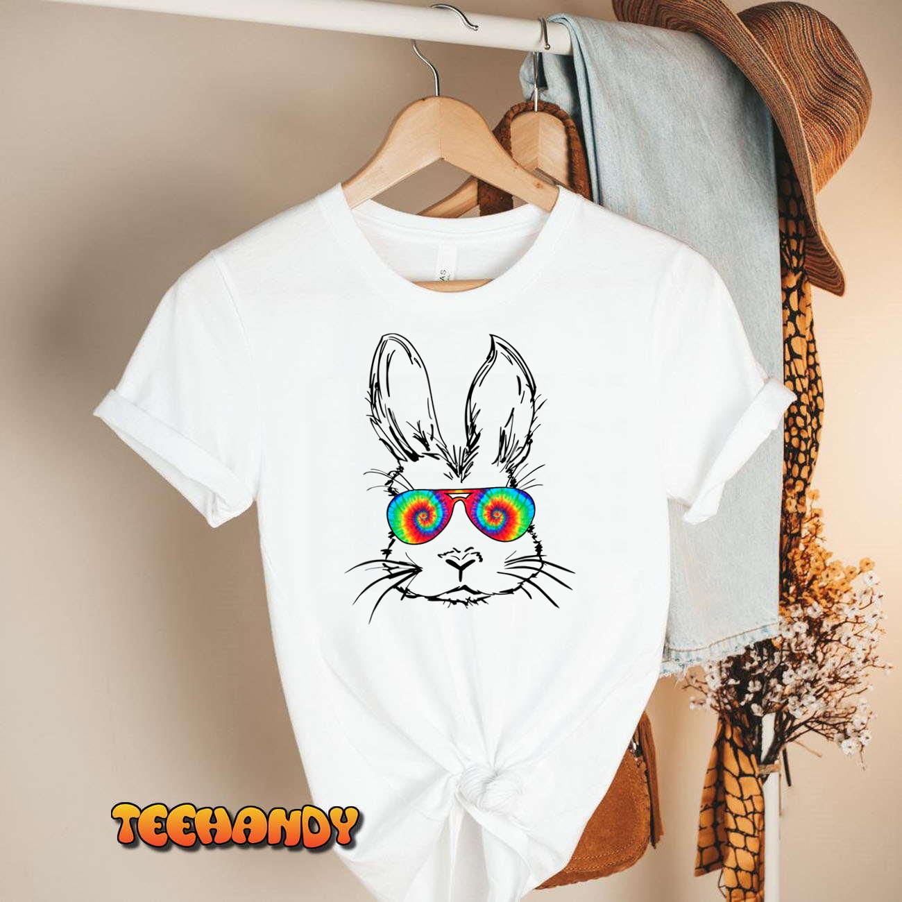 Bunny Face With Sunglasses Tie Dye Easter Day Boys Men Kids T-Shirt