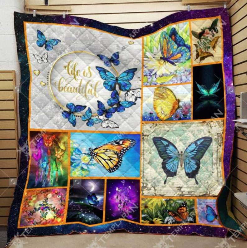 Butterfly Life Is Beautiful 3D Quilt Blanket