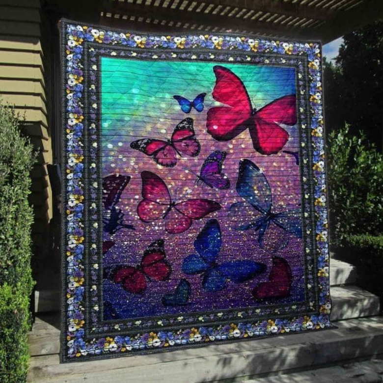 Butterfly Twinkle Christmas Gift 3D Quilt Blanket