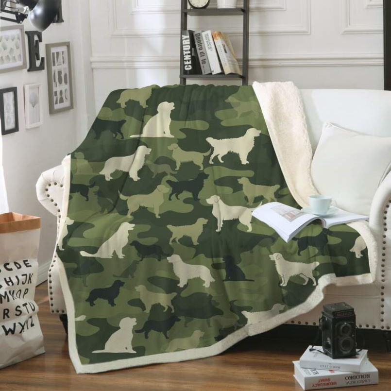 Camouflage Golden Retriever All Over Print 3D Quilt Blanket