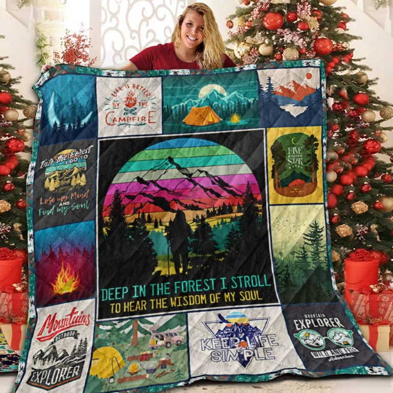 Camping Rolling In The Forest 3D Quilt Blanket