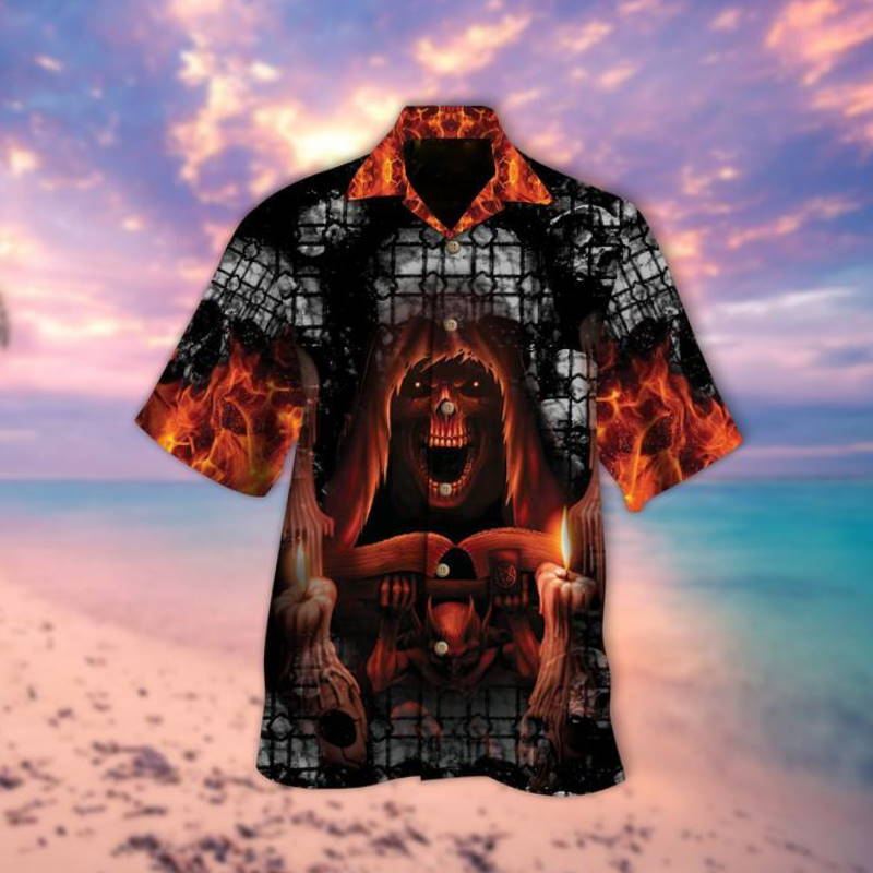 Candle Fire Skull Aloha Hawaiian Shirt