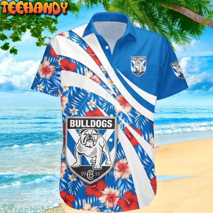 Canterbury-Bankstown Bulldogs NRL Hibiscus Tropical Flower Hawaiian Shirt