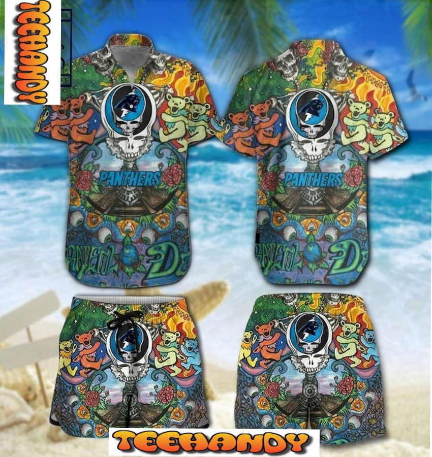 Carolina Panthers Grateful Dead NFL Hawaii Shirt And Shorts