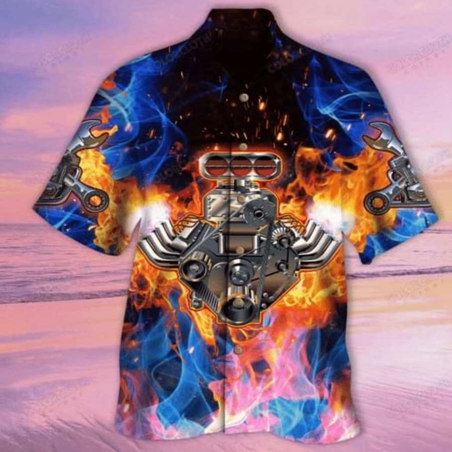 Cartoon Tubro Engine Print Hawaiian Shirt