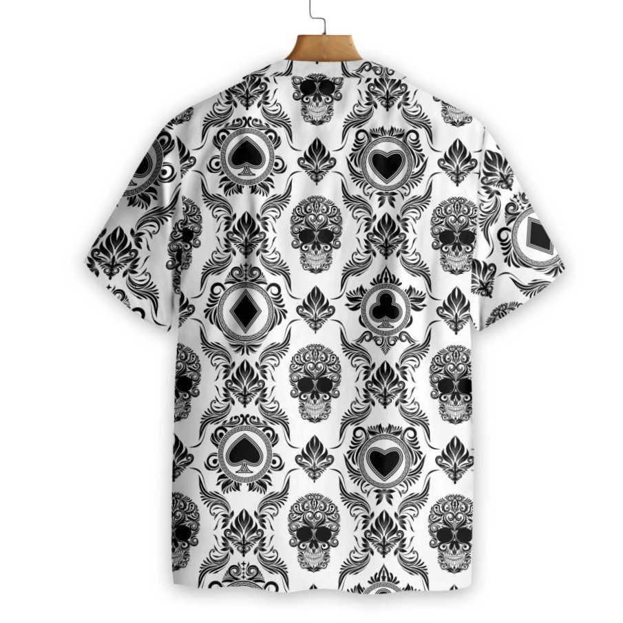 Casino And Black Skull Pattern Hawaiian Shirt