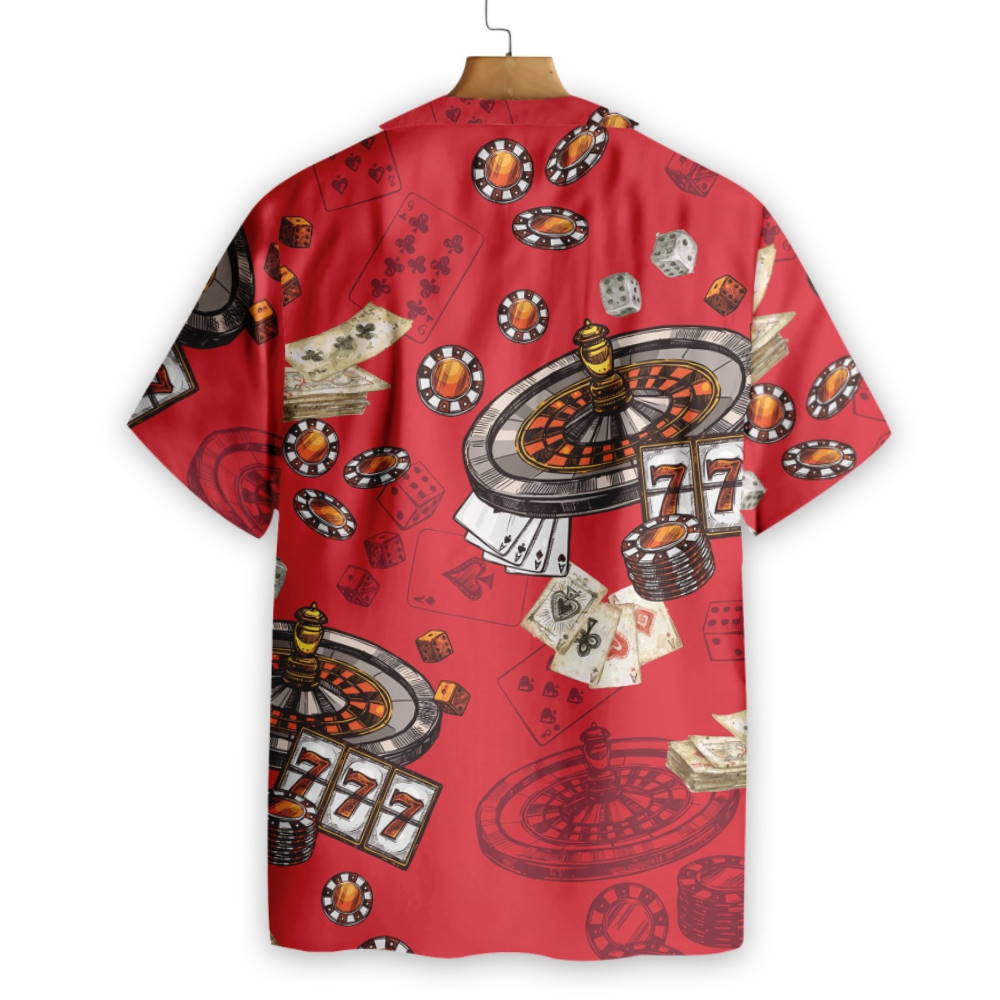 Casino Pattern Red Background Hawaiian Shirt