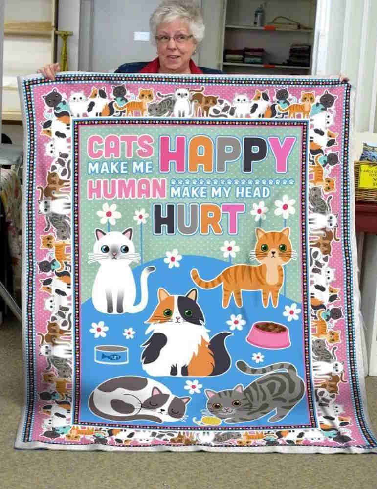 Cat Happy Me 3D Quilt Blanket