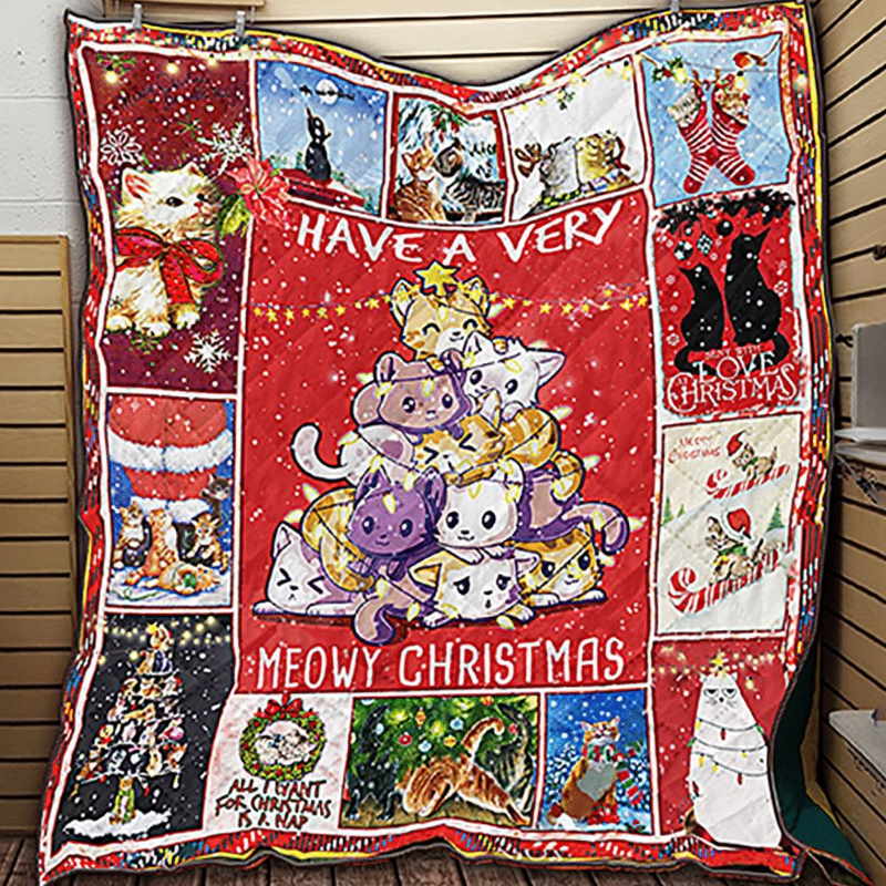 Cat Have Version M Eowy Christmas 3D Quilt Blanket