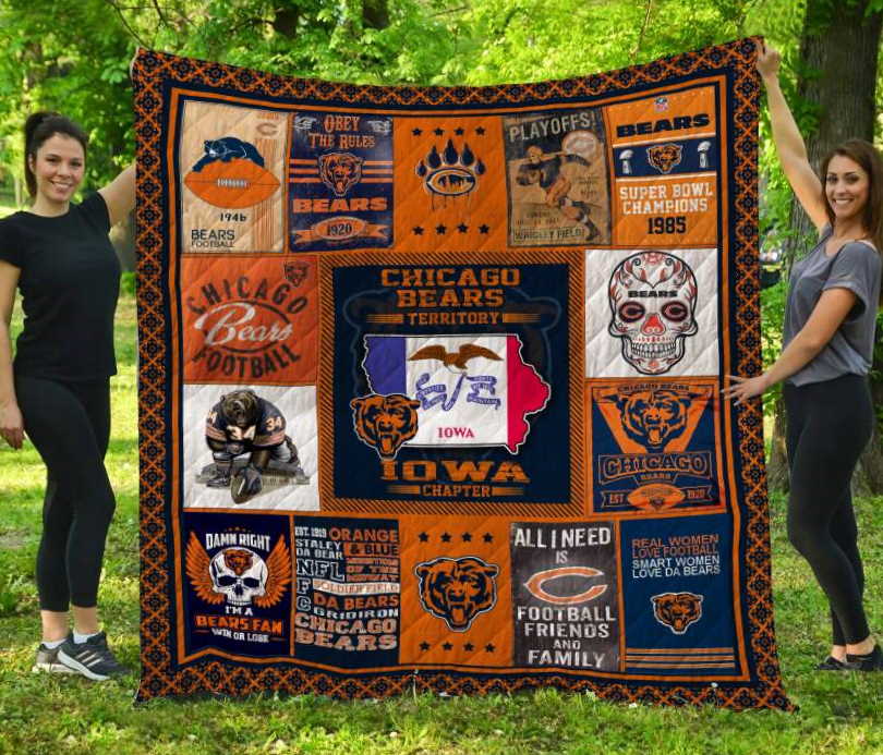 Chicago Bears Iowa 3D Customized Quilt Blanket