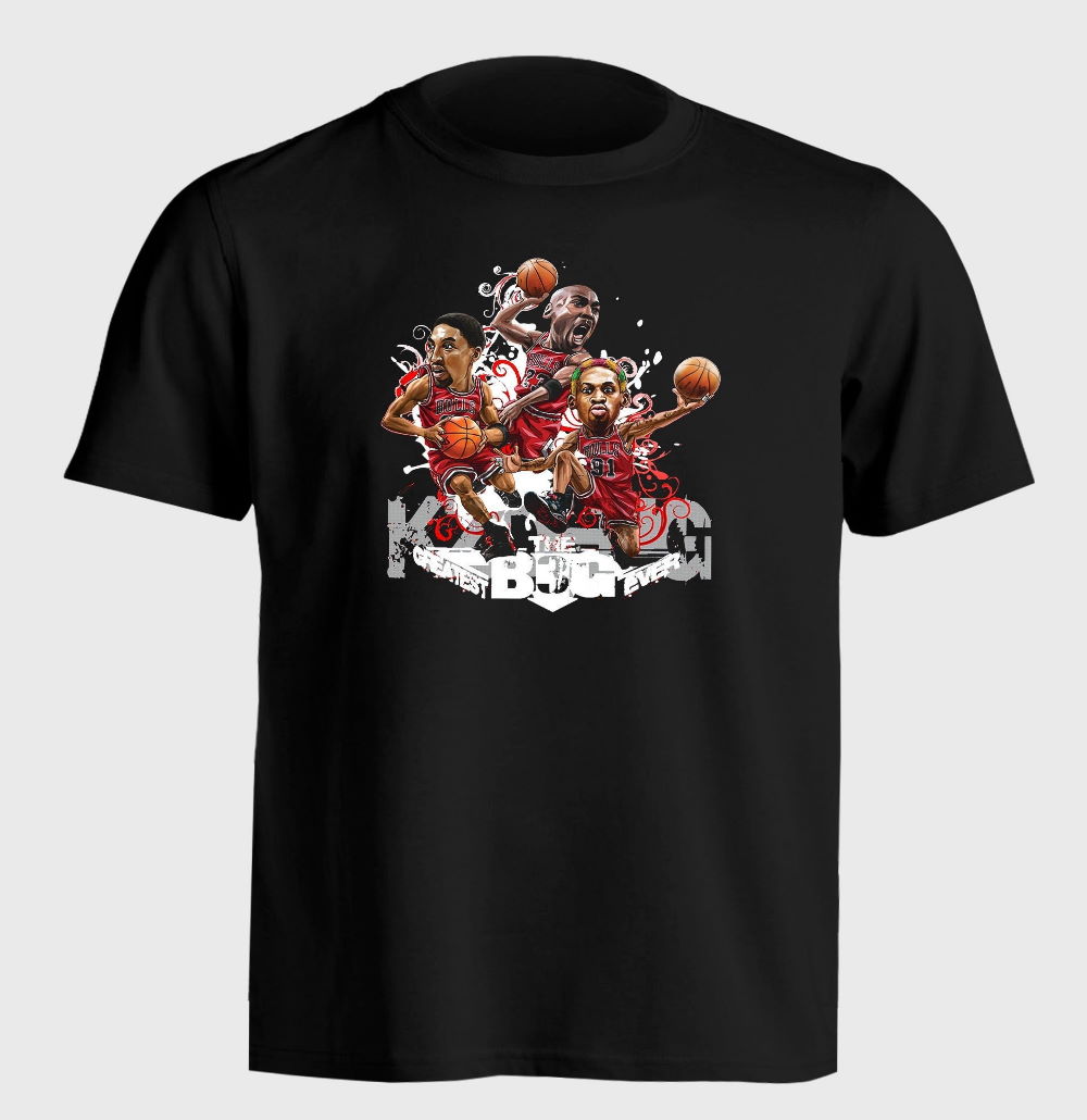 Chicago Bulls 90s Jordan Pippen and Rodman Cartoon Design T-Shirt