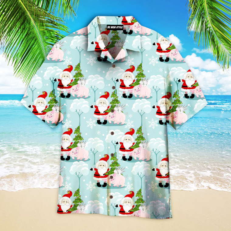 Christmas Pigmas And Little Santa Pattern Aloha Hawaiian Shirt