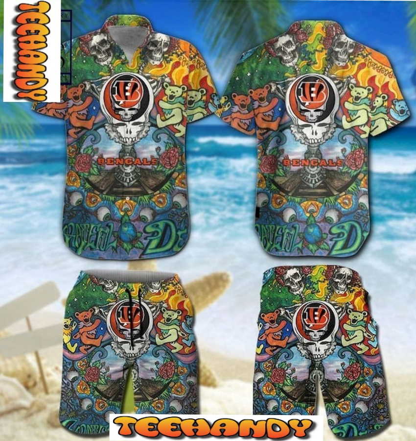 Cincinnati Bengals Grateful Dead NFL Hawaii Shirt And Shorts