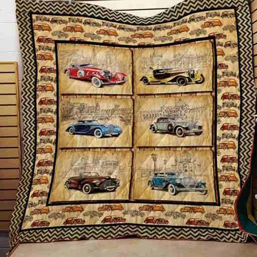 Classic Car Collection Washable Handmade 3D Quilt Blanket