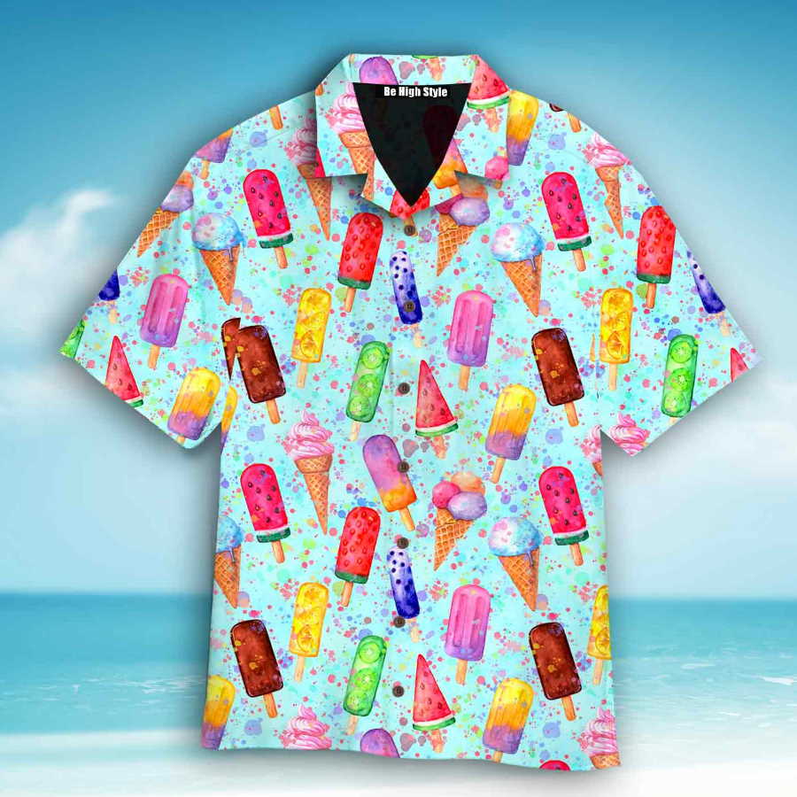Color Ice Cream Cone Pattern Hawaiian Shirt