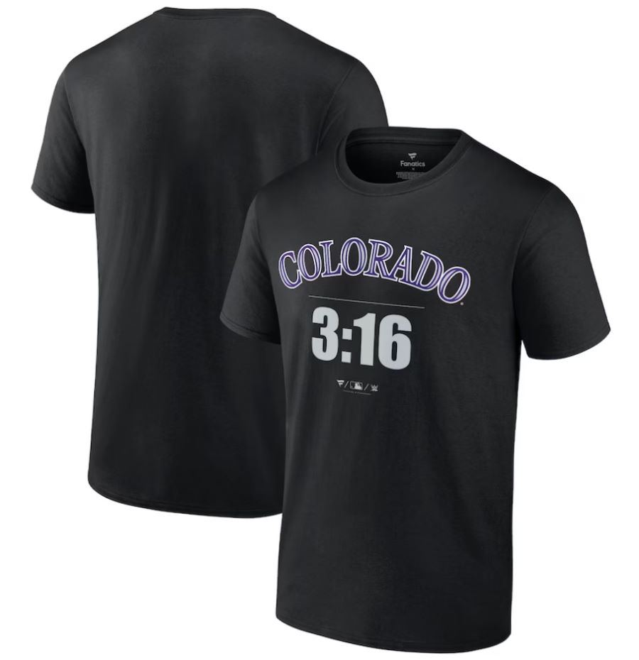 Colorado Rockies Stone Cold Steve Austin Black 3:16 T-Shirt