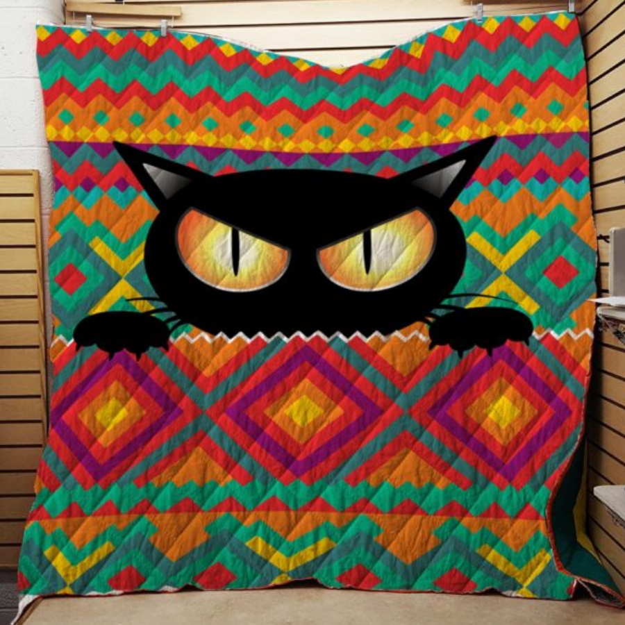 Colorful Black Cat Version 3D Customized Quilt Blanket