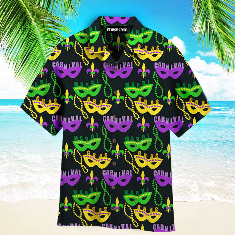 Colorful Mardi Gras Masks Aloha Hawaiian Shirt