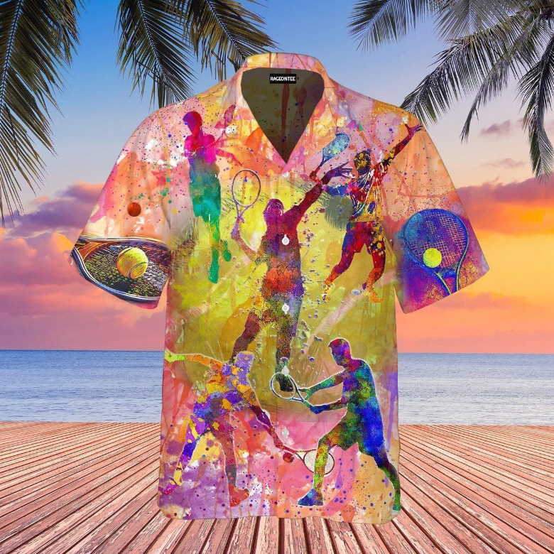 Colorful Playing Tennis Man Hawaiian Shirt