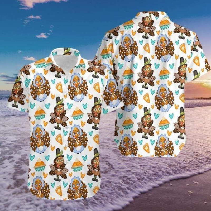 Couple Heart Turkeys Thanksgiving Hawaiian Shirt