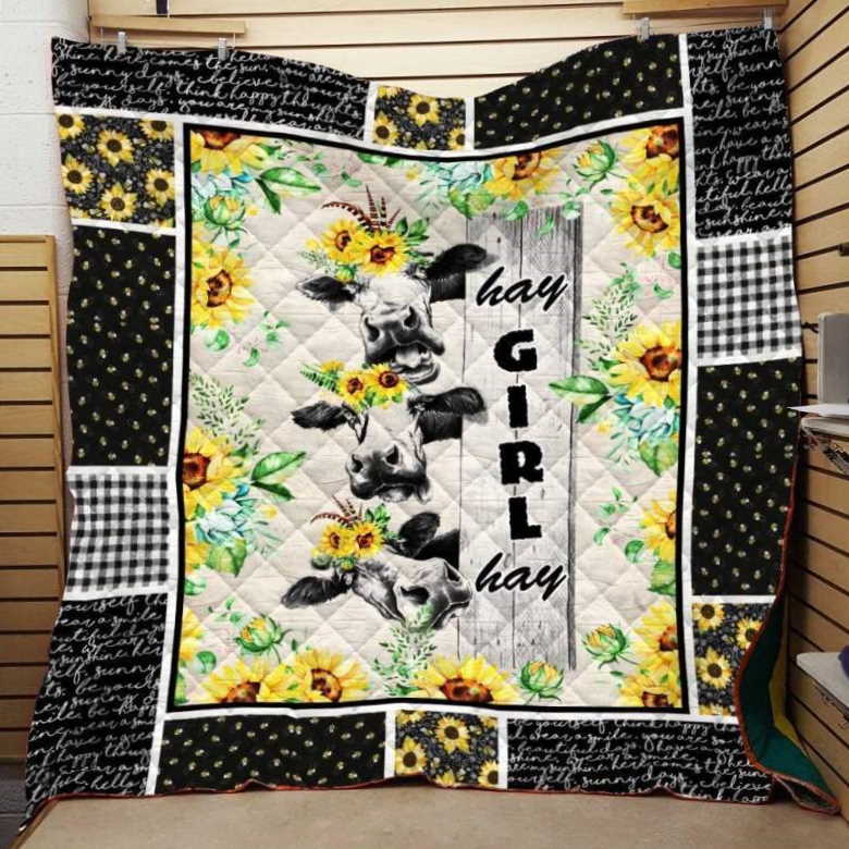 Cows Happy Girl Customize Quilt Blanket