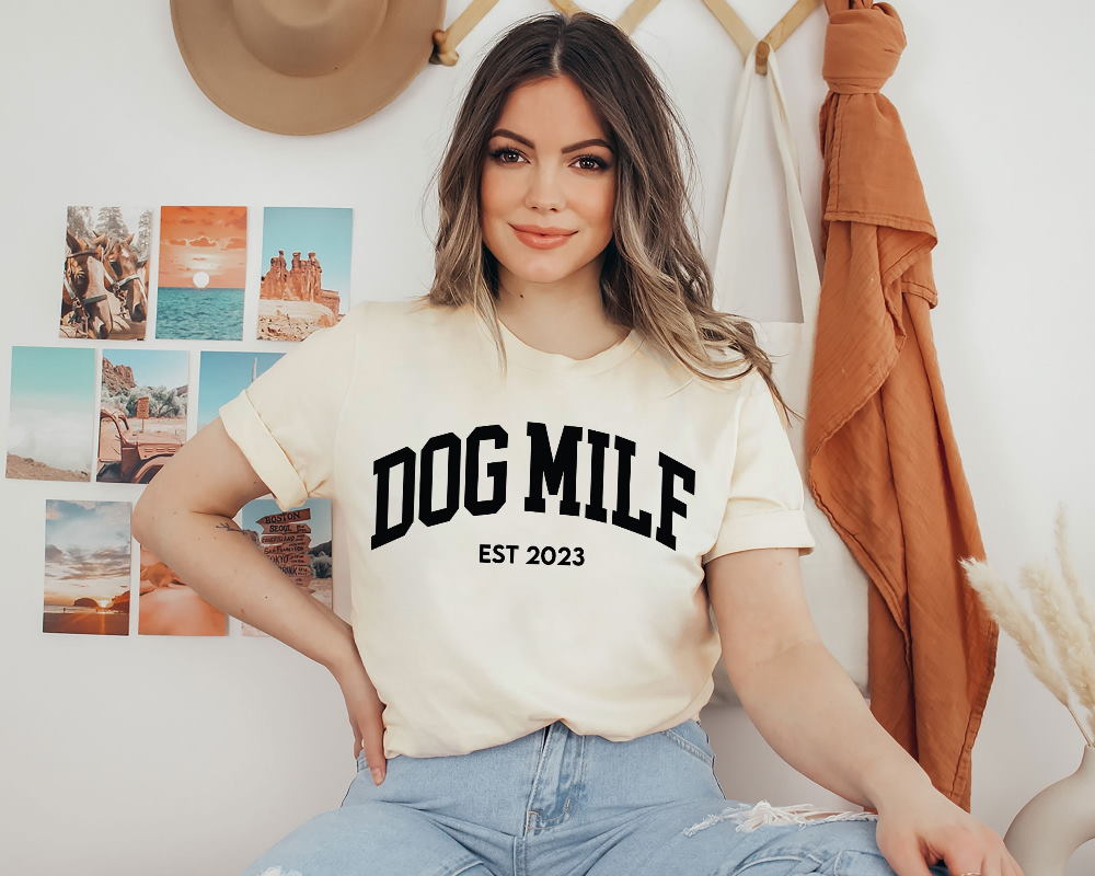 Custom Dog MILF EST 2023 Shirt  Dog MILF Est 2023 Dog Mom Shirt