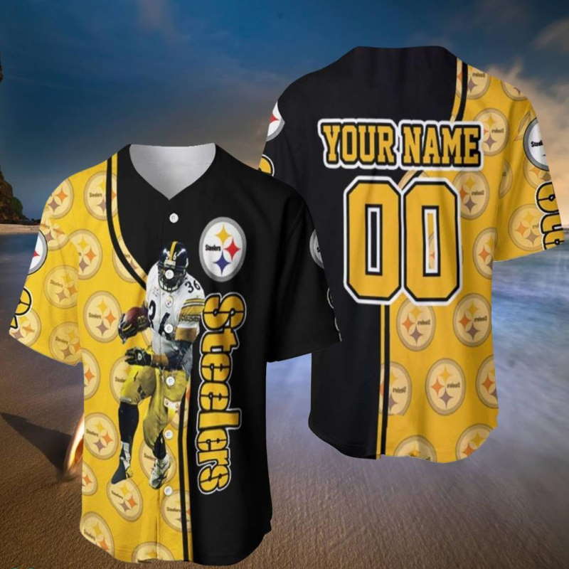 Custom Name And Number Steelers NFL Jerome Bettis Player No 36 Baseball Jersey