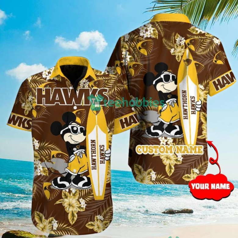 Custom Name Hawthorn Hawks AFL Fans Mickey Lover Hawaian Shirt