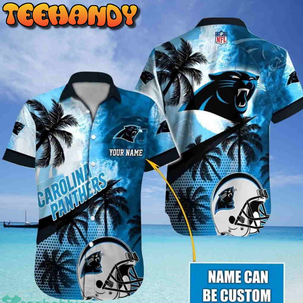 Custom Name NFL Carolina Panthers Tropical Aloha Hawaiian Shirt