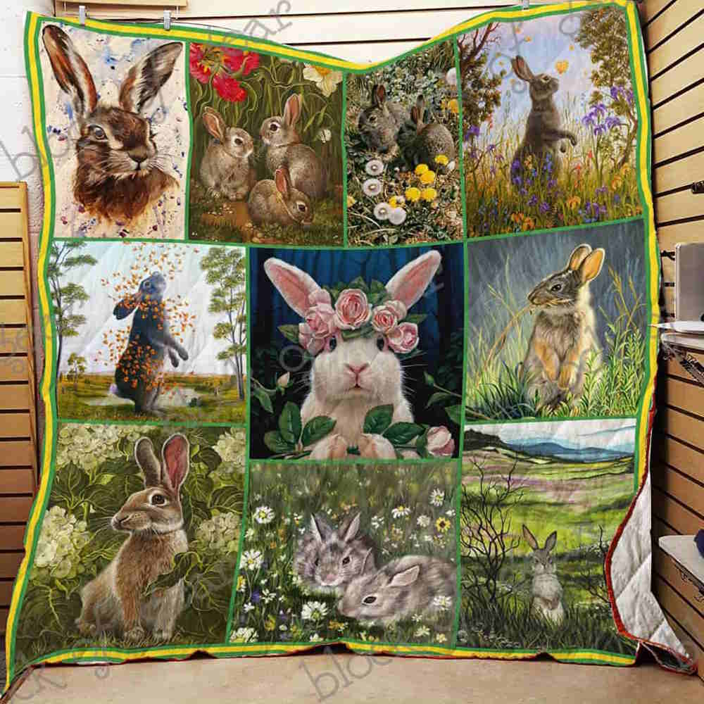 Cute Rabbit 3D Quilt Blanket