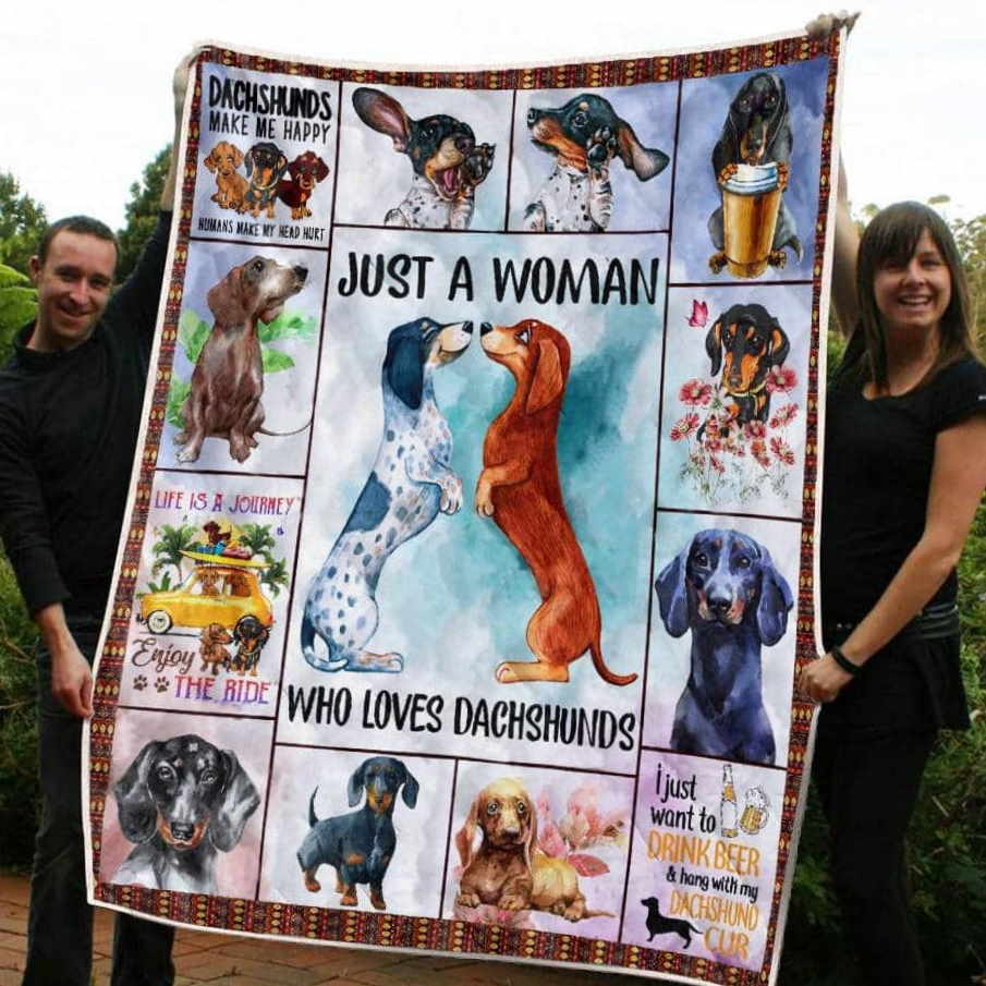 Dachshund Couple 3D Quilt Blanket