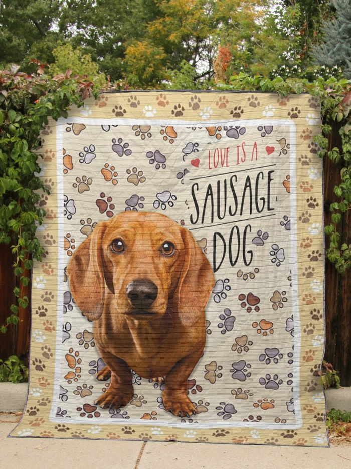 Dachshund Love Is Sausage Dog 3D Quilt Blanket