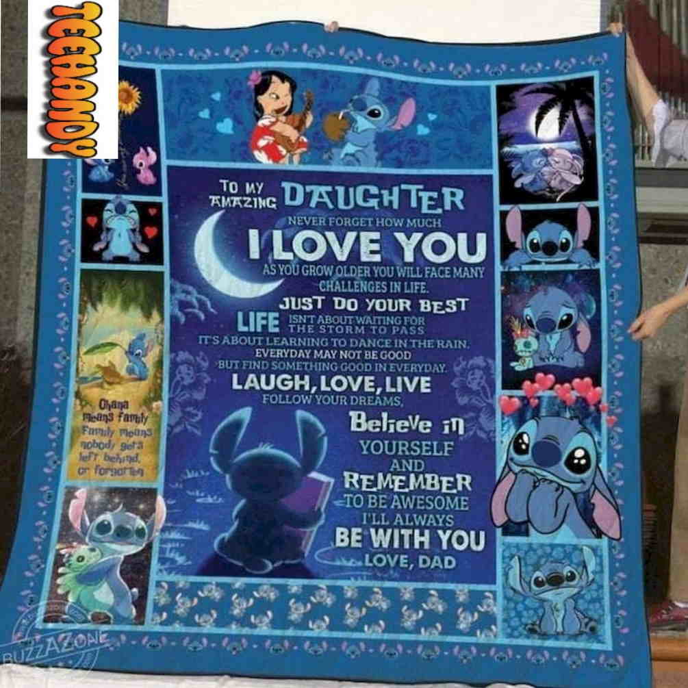 Daughter I Love You Stitch Custom Name 3D Blanket