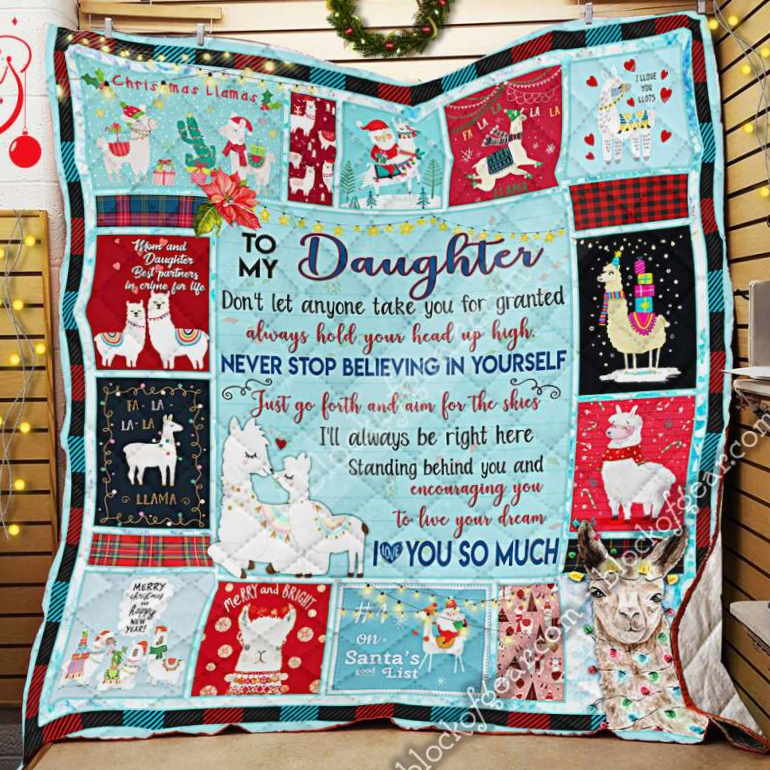 Daughter My Fa La Llama Christmas 3D Quilt Blanket