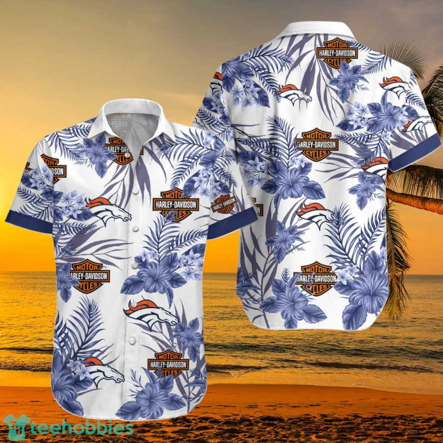 Denver Broncos NFL Harley Davidson Tropical Hawaiian Shirt