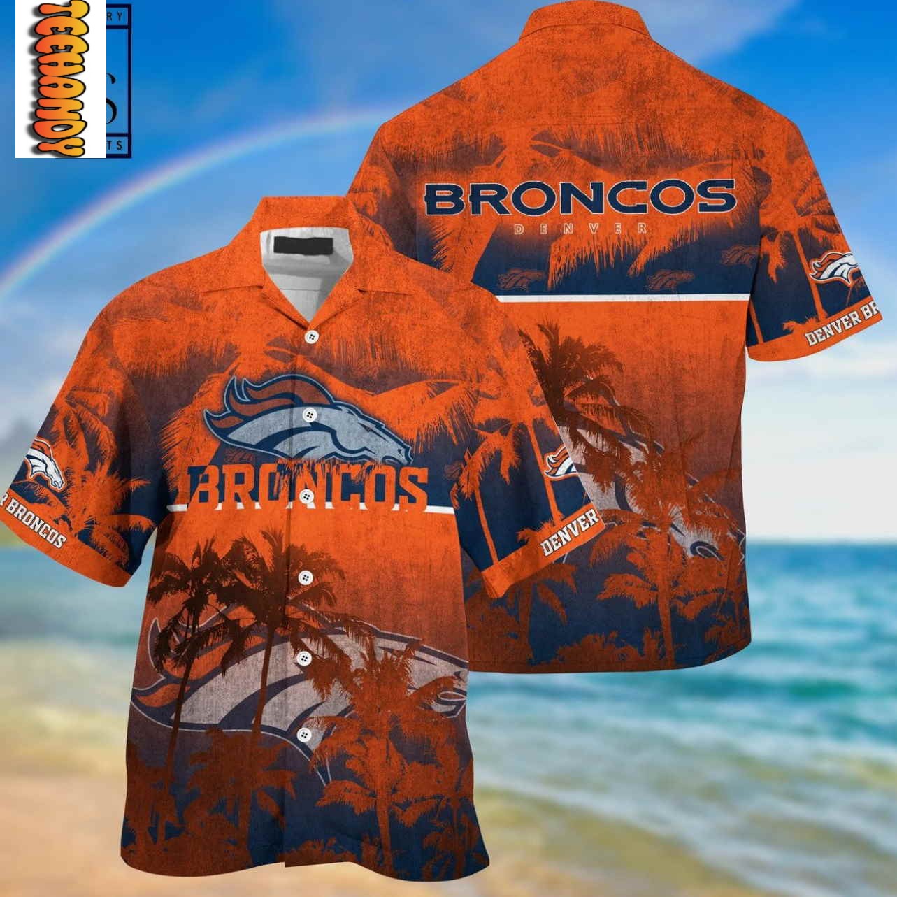 Denver Broncos Palm Hawaiian Shirt