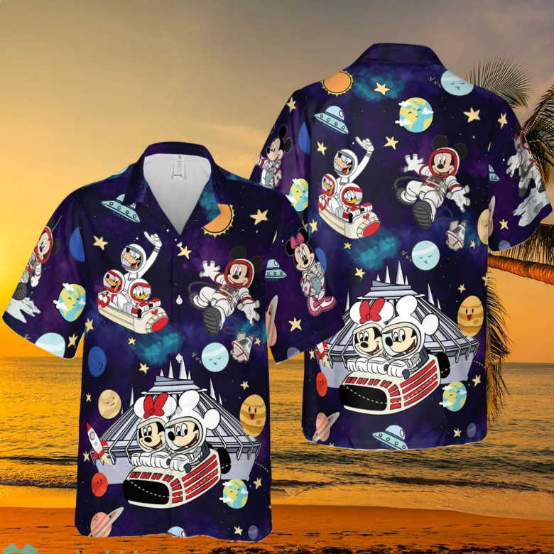 Disney Mickey And Friends Space Mountain Vintage Retro Hawaiian Shirt