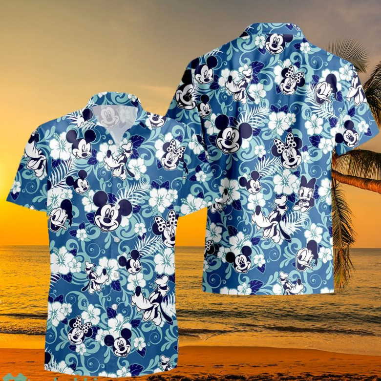 Disney Mickey Mouse Floral Aloha Summer Hawaiian Shirt