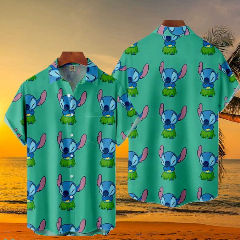 Disney Stitch Pattern Tropical Hawaiian Shirt