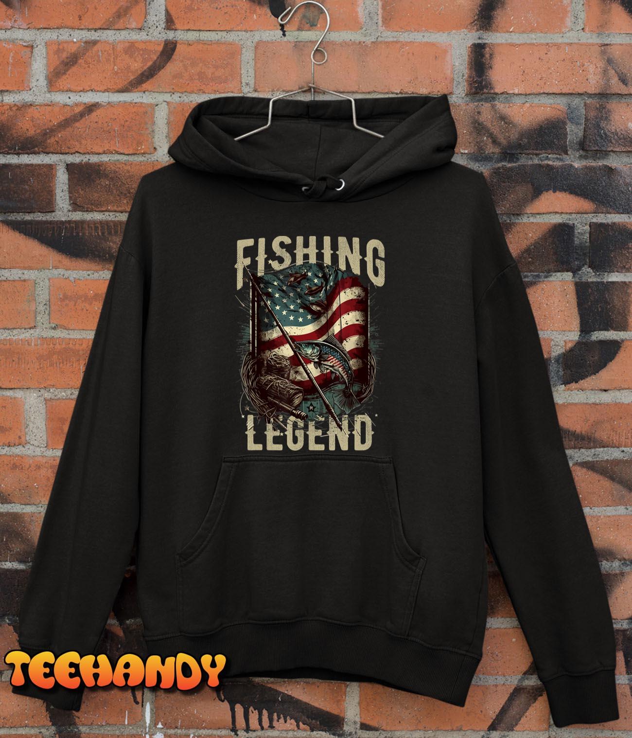 Distressed Vintage USA Flag Quote Fishing Legend T-Shirt