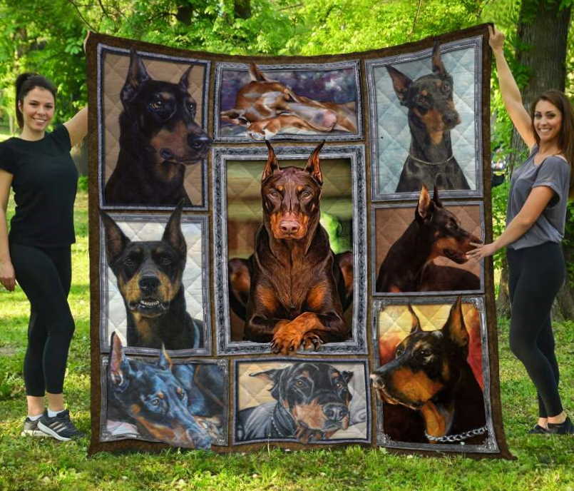 Doberman Pinscher 3D Customized Quilt Blanket