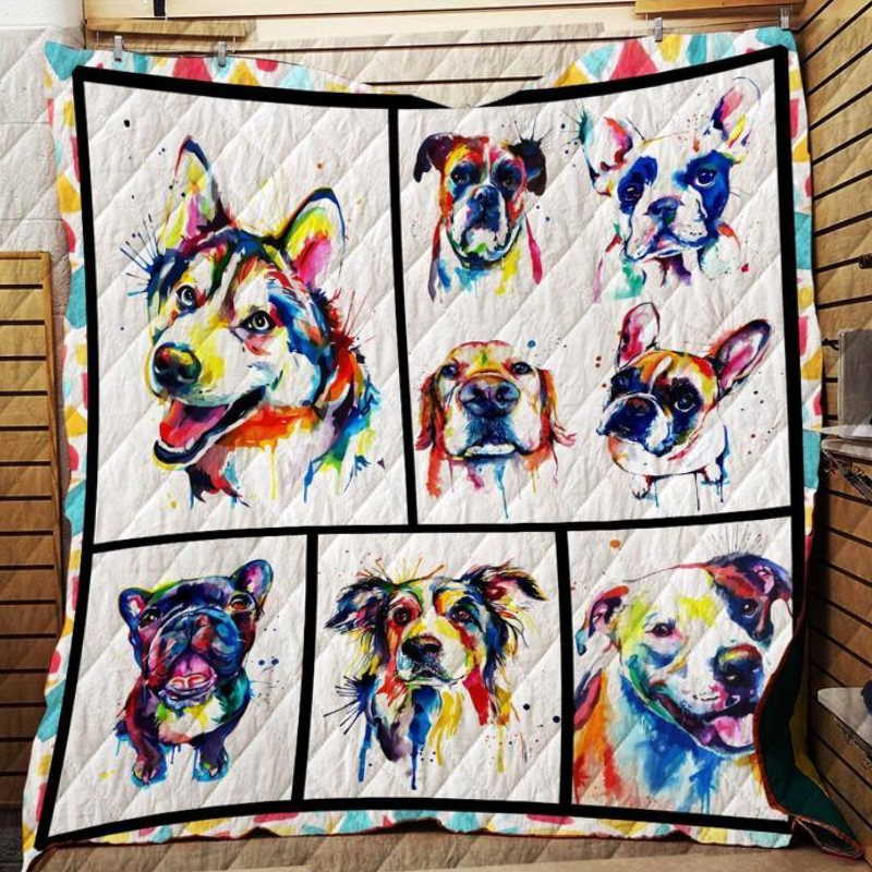 Dogs 3D Customized Quilt Blanket