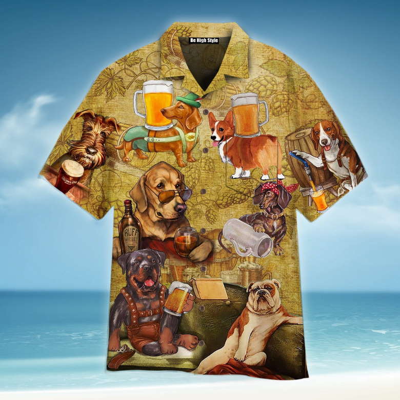 Dogs Drink Beer Hawaiian Shirt