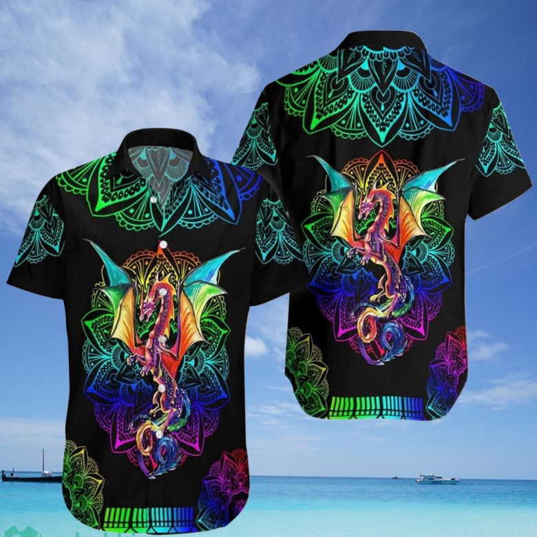 Dragon Mandala Rainbow Tropical Hawaiian Shirt