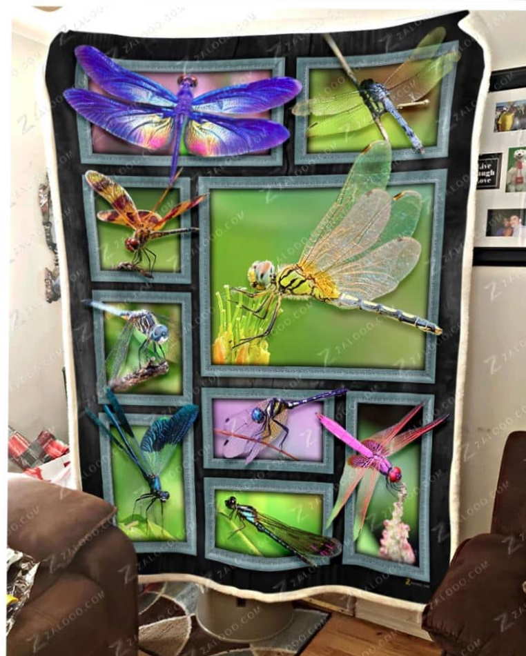 Dragonfly Green Love Christmas Gift 3D Quilt Blanket