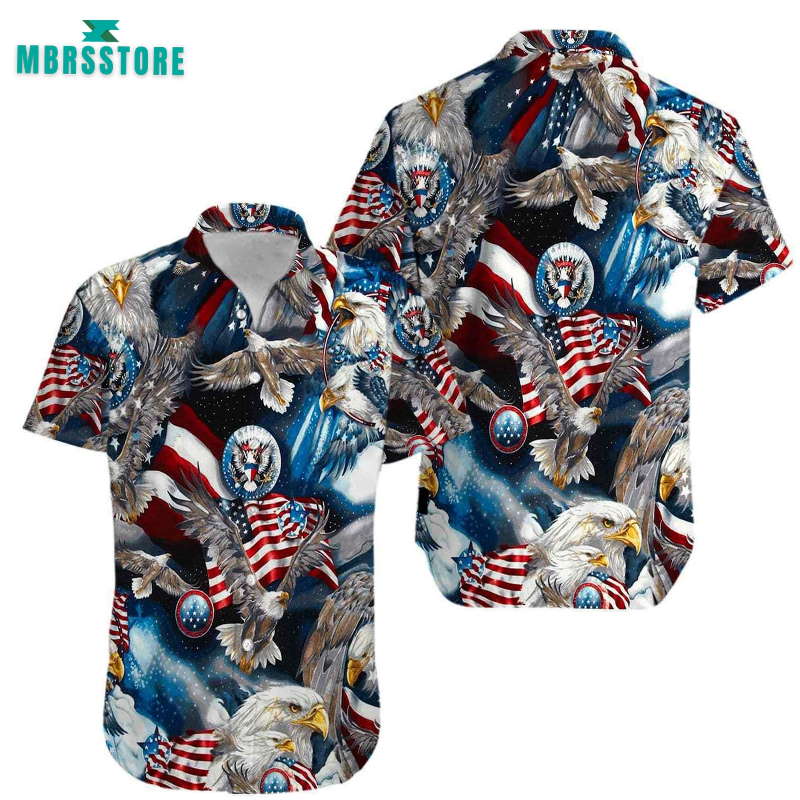 Eagles Patriotic Usa American Flags Aloha Patriotic 4th Of July Aloha Hawaii Shirt