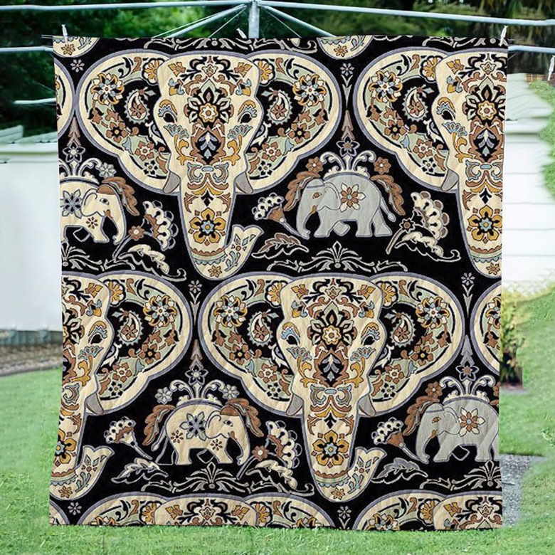 Elephant 3Dcustomize Quilt Blanket