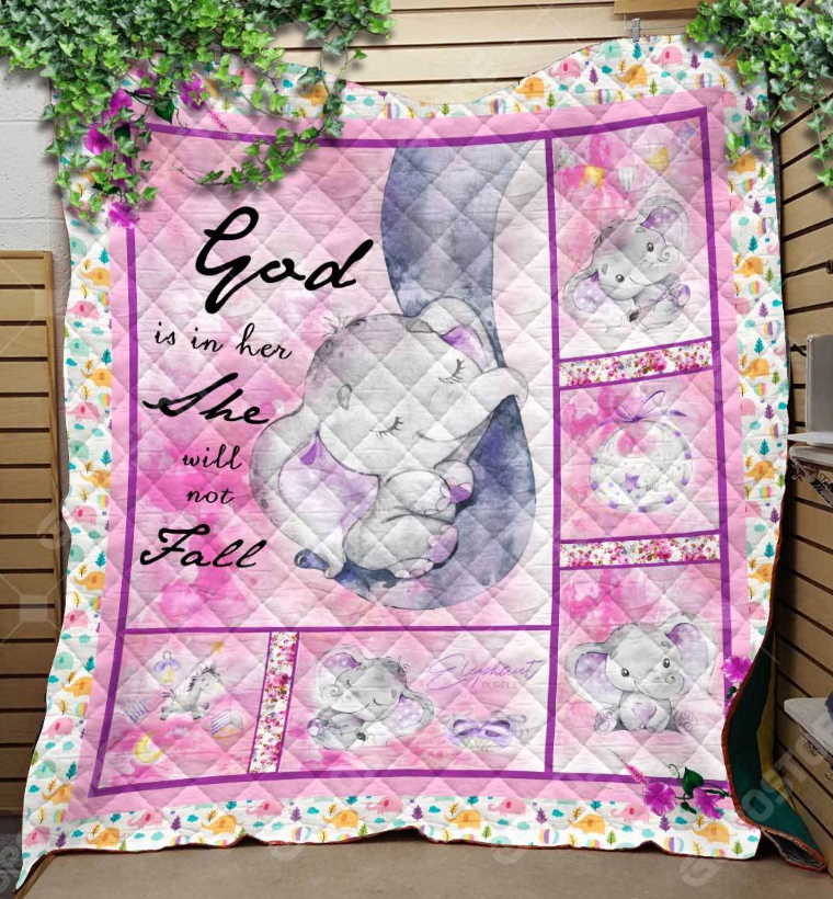 Elephant Baby Purple Like 3D Customized Quilt Blanket