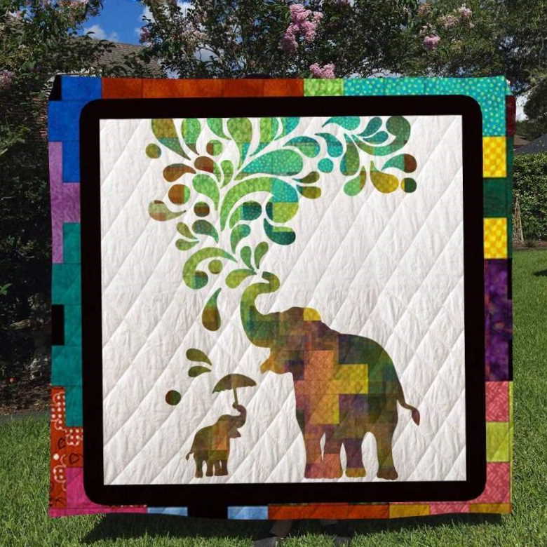 Elephant Butterfly Customize Quilt Blanket